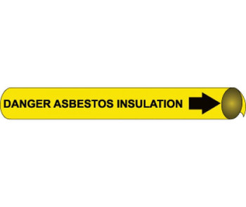 Pipemarker Precoiled - Danger: Asbestos Insulation B/Y - Fits 3/4"-1" Pipe - A4033