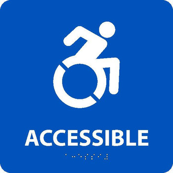 New York Ada Accessible Entrance Sign - W/Handicap Symbol Blue 8X8 Sign - Braille - ADA181WBL