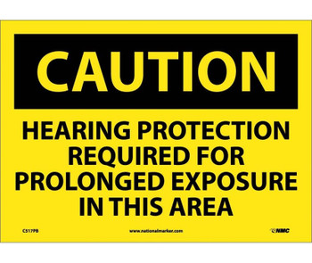 Caution: Hearing Protection Required For Prolonged Exposure In This Area - 10X14 - PS Vinyl - C517PB