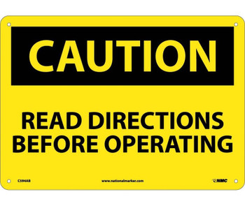 Caution: Read Directions Before Operating - 10X14 - .040 Alum - C594AB