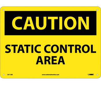 Caution: Static Control Area - 10X14 - .040 Alum - C611AB