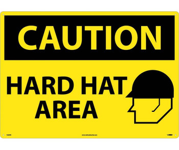 Caution: Hard Hat Area - Graphic - 20X28 - Rigid Plastic - C666RD