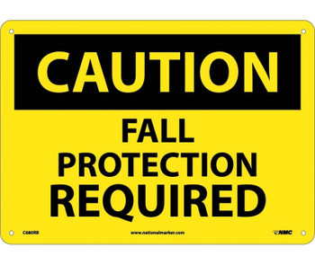 Caution: Fall Protection Required - 10X14 - Rigid Plastic - C680RB