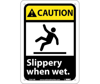 Caution: Slippery When Wet (W/Graphic) - 10X7 - Rigid Plastic - CGA14R
