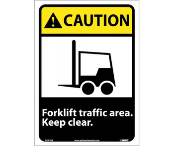 Caution: Forklift Traffic Area Keep Clear (W/Graphic) - 14X10 - PS Vinyl - CGA7PB