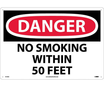 Danger: No Smoking Within 50 Feet - 14X20 - .040 Alum - D124AC