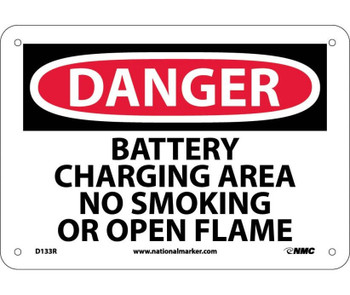 Danger: Battery Charging Area No Smoking Or Open - 7X10 - Rigid Plastic - D133R Danger: Battery Charging Area No Smoking Or Open - 7X10 - Rigid Plastic - D133R