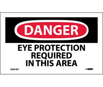 Danger: Eye Protection Required In This Area - 3X5 - PS Vinyl - Pack of 5 - D201AP