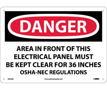 Danger: Area In Front Of This Electrical Panel - 10X14 - .040 Alum - D225AB