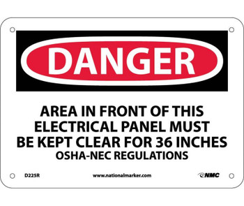 Danger: Area In Front Of This Electrical Panel - 7X10 - Rigid Plastic - D225R