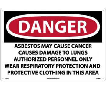 Danger: Asbestos May Cause Cancer  - 14 X 20 - Rigid Plastic - D23RC