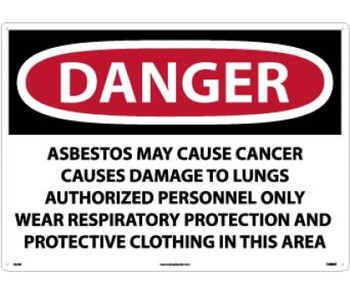 Danger: Asbestos May Cause Cancer  - 20 X 28 - Rigid Plastic - D23RD