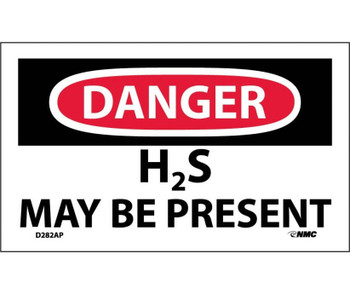 Danger: H2S May Be Present - 3X5 - PS Vinyl - Pack of 5 - D282AP