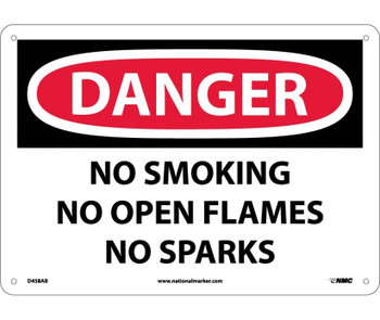 Danger: No Smoking No Open Flames No Sparks - 10X14 - .040 Alum - D458AB