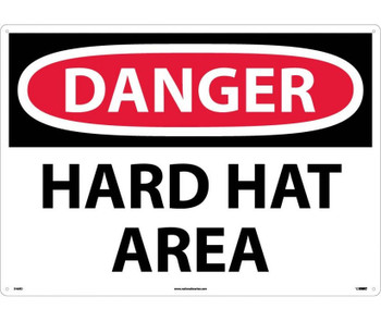 Danger: Hard Hat Area - 20X28 - Rigid Plastic - D46RD