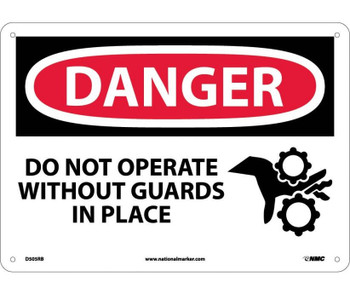 Danger: Do Not Operate Without Guards In Place - Graphic - 10X14 - Rigid Plastic - D505RB