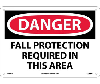 Danger: Fall Protection Required In This Area - 10X14 - .040 Alum - D529AB