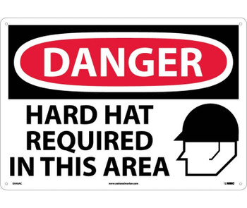 Danger: Hard Hats Required In This Area - Graphic - 14X20 - .040 Alum - D545AC