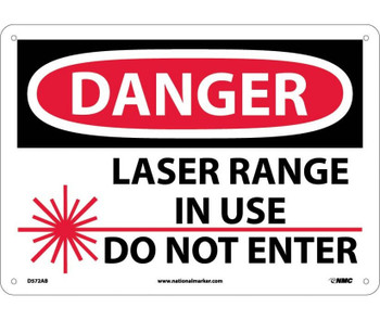 Danger: Laser Range In Use Do Not Enter - Graphic - 10X14 - .040 Alum - D572AB