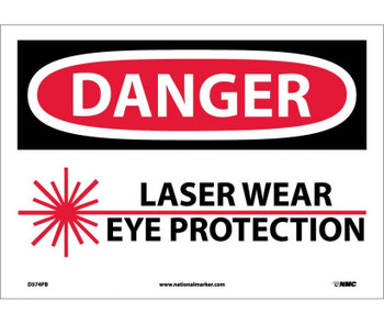 Danger: Laser Wear Eye Protection - Graphic - 10X14 - PS Vinyl - D574PB