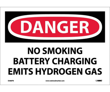 Danger: No Smoking Battery Charging Emits Hydrogen Gas - 10X14 - PS Vinyl - D586PB