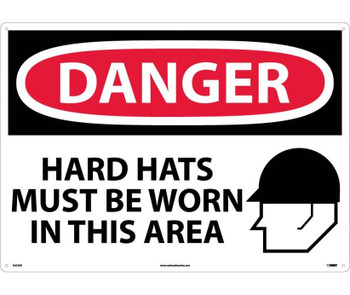 Danger: Hard Hats Must Be Worn In This Area - Graphic - 20X28 - Rigid Plastic - D633RD