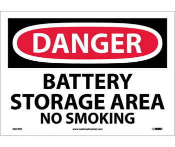 Danger: Battery Storage Area No Smoking - 10X14 - PS Vinyl - D672PB