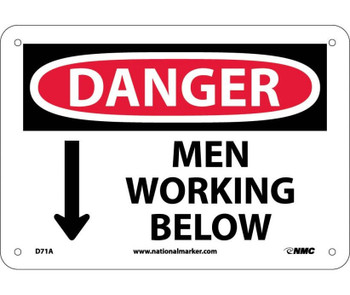 Danger: Men Working Below - 7X10 - .040 Alum - D71A