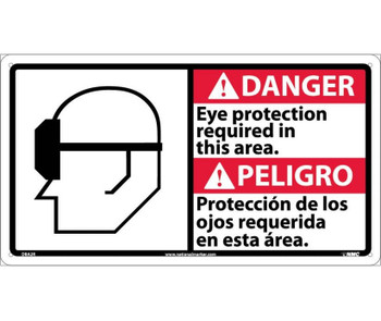 Danger: Eye Protection Required In This Area (Bilingual W/Graphic) - 10X18 - Rigid Plastic - DBA2R