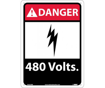 Danger: 480 Volts - 14X10 - Rigid Plastic - DGA33RB