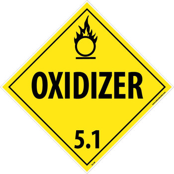 Placard - Oxidizer 5.1 - 10.75X10.75 - PS Vinyl - DL14P