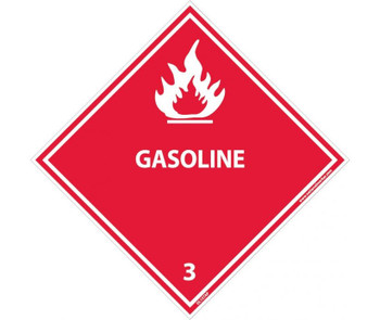 Dot Shipping Labels - Gasoline 3 - 4X4 - PS Vinyl. Pack of 25 - DL157AP