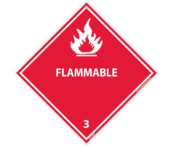 Dot Shipping Labels - Flammable 3 - 4X4 - PS Vinyl - Pack of 25 - DL158AP