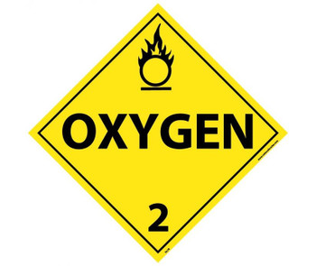 Placard - Oxygen 2 - 10 3/4X10 3/4 - Rigid Plastic - DL7R