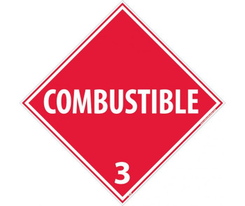 Placard - Combustible 3 - 10.75X10.75 - PS Vinyl - DL9P