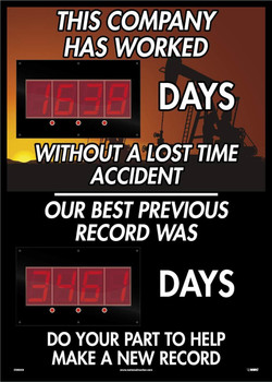 Digital Scoreboard -This Company Has Worked Days Without A Lost Time Accident Our Best Previous Record Was Days Do Your Part To Make A New Record - 2 Leds - Oil Image - DSB858