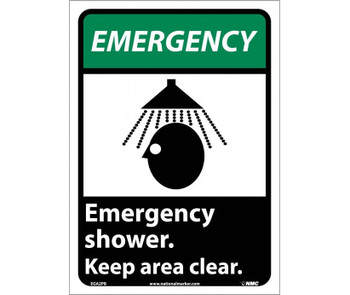 Emergency - Emergency Shower Keep Area Clear (W/Graphic) - 14X10 - PS Vinyl - EGA2PB