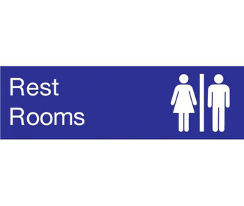 Engraved - Rest Rooms - Graphic - 3X10 - Blue - 2Ply Plastic - EN19BL