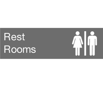 Engraved - Rest Rooms - Graphic - 3X10 - Grey - 2Ply Plastic - EN19GY