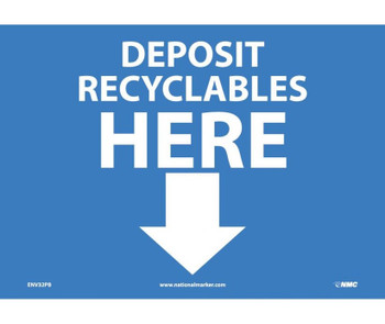 Deposit Recyclables Here (Arrow) - 10X14 - PS Vinyl - ENV32PB