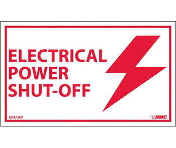 Electrical Power Shut Off - 3X5 - PS Vinyl - Pack of 5 - EPA1AP