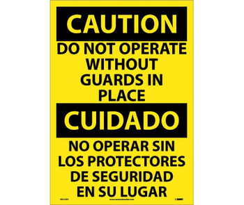 Caution: Do Not Operate Without Guards In Place (Bilingual) - 20X14 - PS Vinyl - ESC15PC