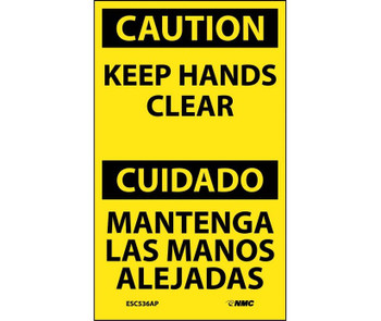 Caution: Keep Hands Clear Bilingual - 5X3 - PS Vinyl - Pack of 5 - ESC536AP