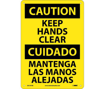 Caution: Keep Hands Clear - Bilingual - 14X10 - .040 Alum - ESC707AB