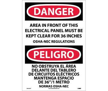 Danger: Area In Front Of This Electrical Panel (Bilingual) - 20X14 - PS Vinyl - ESD225PC