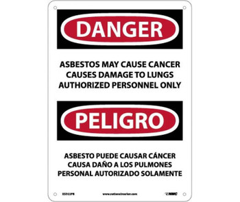 Peligro Asbestos May Cause Cancer Causes  Authorized Personnel Only - 10 X 14 - PS Vinyl - SPD22PB