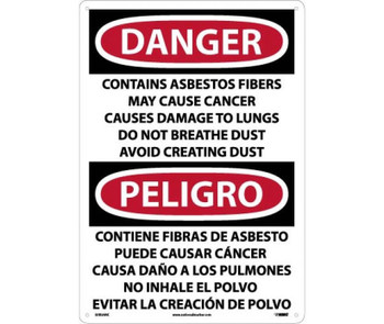 Peligro Contains Asbestos Fibers May Cause Cancer Causes  Do Not Breathe Dust Avoid Creating Dust (Bilingual) - 14 X 20 - .040 Alum - ESD24AC