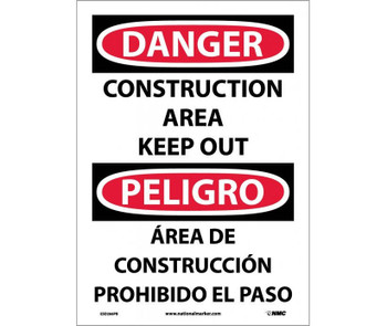 Danger: Construction Area Keep Out (Bilingual) - 14X10 - PS Vinyl - ESD266PB