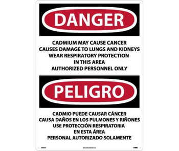 Danger: Peligro Cadmium May Cause Cancer Authorized Personnel Only Only (Bilingual) - 28 X 20 - .040 Alum - ESD28AD