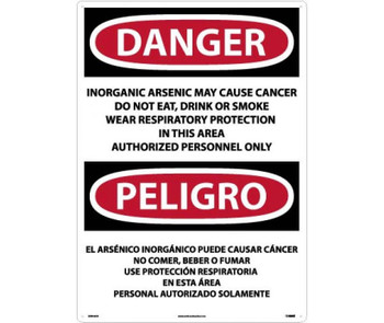 Danger: Peligro Inorganic Arsenic May Cause Cancer  Authorized Personnel Only (Bilingual) - 28 X 20 - .040 Alum - ESD32AD